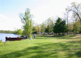 View of Pickerel Lake with Boat on the Shore