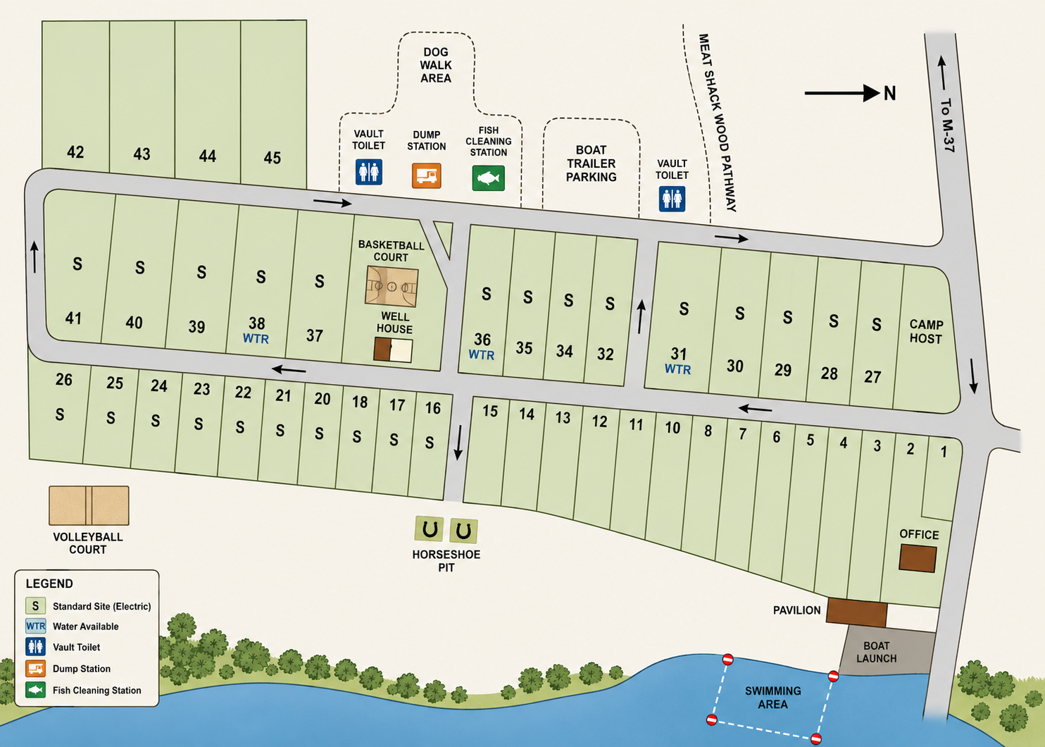 Pickerel Lakeside Campground Map